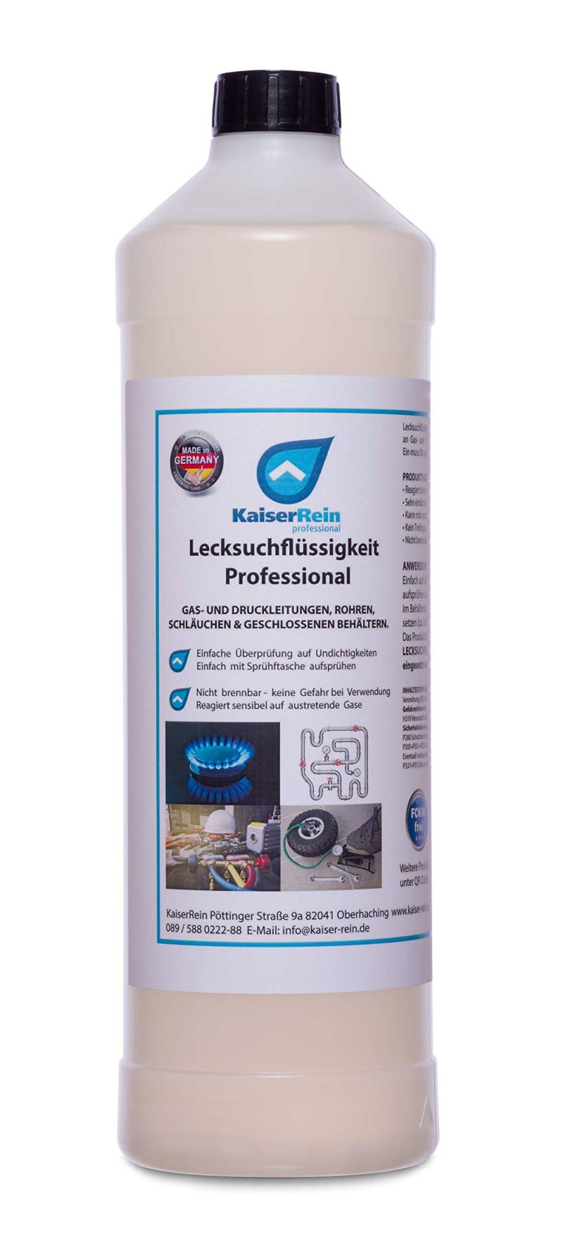 KaiserRein professional Profi Lecksuchspray 1L Konzentrat Leckfinder Spray Lecksucher für Auto Grill Gas Luft Gasleitungen… von KaiserRein professional