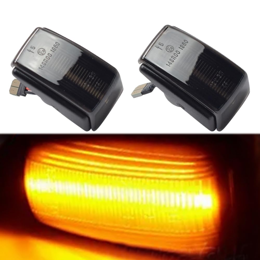 Kakulkomen 2 Stück LED-Seitenblinker, dynamisch, kompatibel mit Vol=vo C70 V40 V70 S40 V90 S70 S90 850 240 740 9 (rauchschwarz) von Kakulkomen