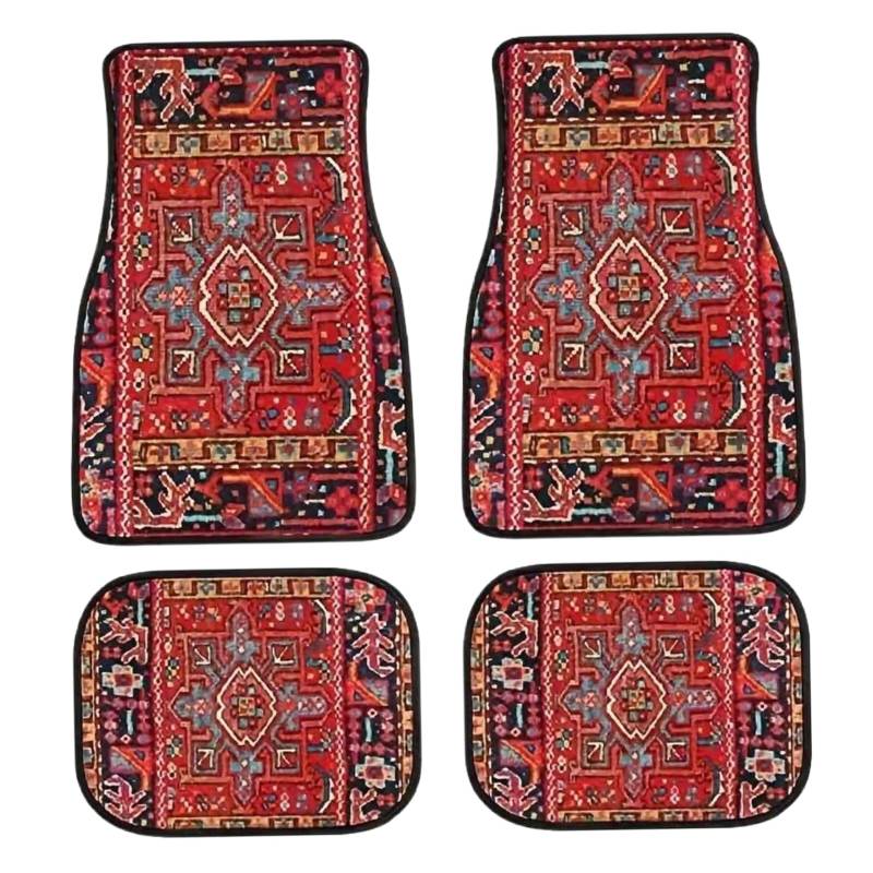 Autobodenmatten, 4pcs Bohemian -Automatten, dekorative Boho Blumendruckauto -Boden Teppich Teppich von Kalastussaari