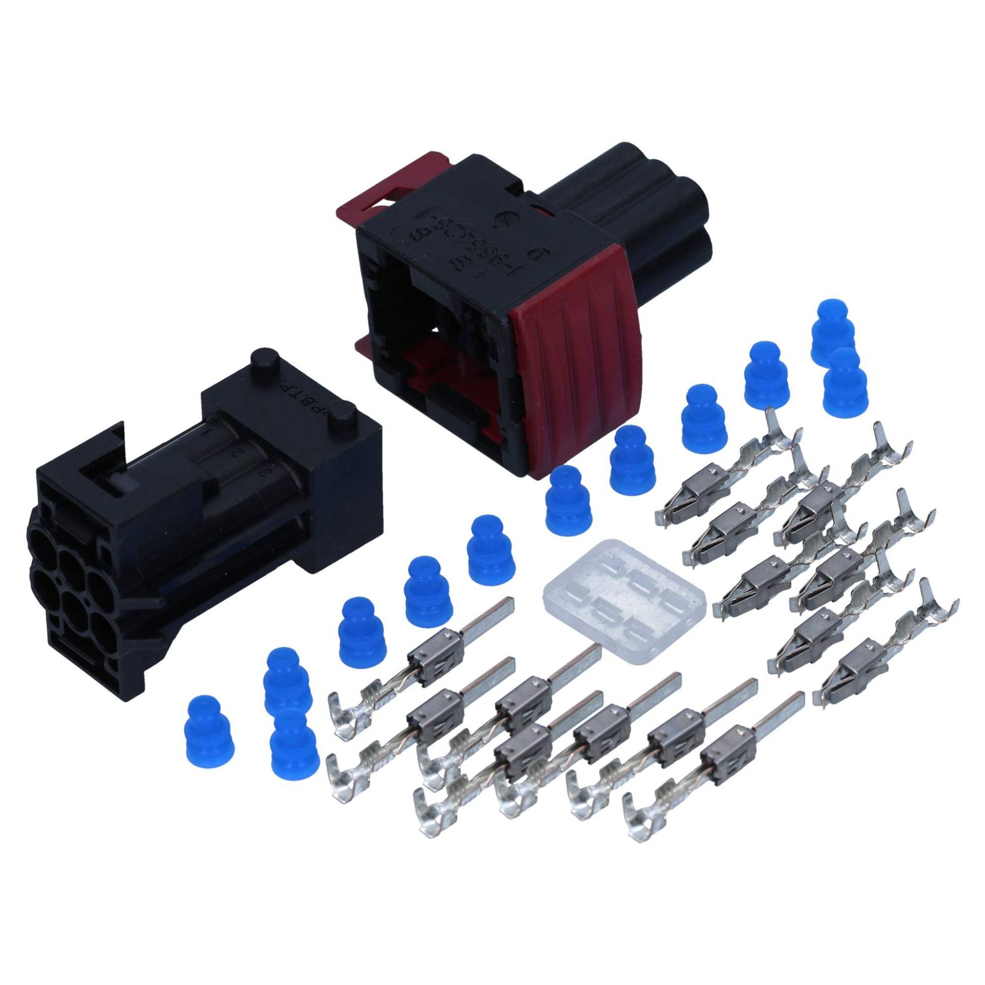 Kalitec KALI-1306 JPT Set 6-polig 0,5-1,0 mm² schwarz | KFZ Flachsteckverbinder, Buchsengehäuse mit Kontakte | Schutzklasse IP54 | Stecker für Auto 24V | Material PBT von Kalitec