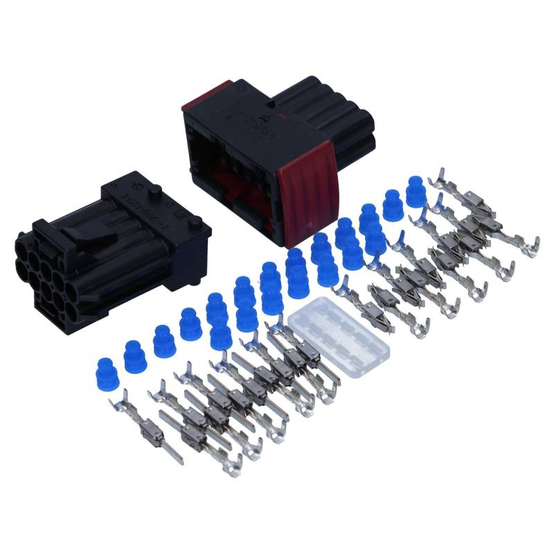 Kalitec KALI-1311 JPT Set 10-polig 0,5-1,0 mm² schwarz | KFZ Flachsteckverbinder, Buchsengehäuse & Kontakte | Schutzklasse IP54 | Stecker für Auto 24V | Material PBT von Kalitec