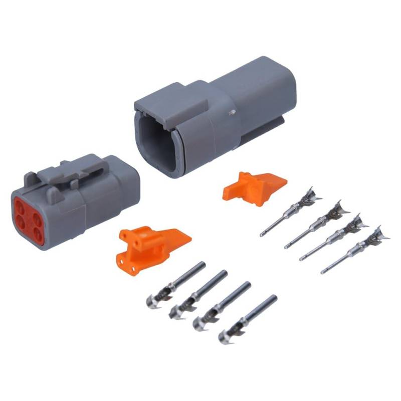 Kalitec KALI-1404 DEUTSCH DTM Steckverbinder Set 4 polig I KFZ Stecker wasserdicht IP6K9K, IP68 für Motorrad Auto I AWG 22-16 Spannung 250 VDC I Gehäusematerial  PA GF I Temperaturbereich -55 - +125°C von Kalitec