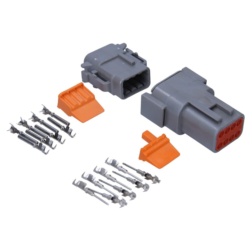 Kalitec KALI-1408 DEUTSCH DTM Steckverbinder Set 8 polig I KFZ Stecker wasserdicht IP6K9K, IP68 für Motorrad Auto I AWG 22-16 Spannung 250 VDC I Gehäusematerial  PA GF I Temperaturbereich -55 - +125°C von Kalitec