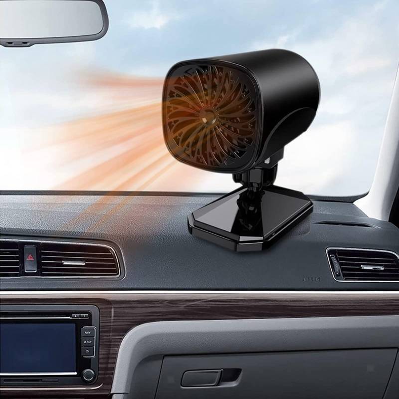 Kamanan Auto Defroster Demister 2 in 1 Auto Heizung Defroster und Kühlventilator Auto Heizlüfter 12V 150 W Windschutzscheibe Defroster 360 ° Schwenkbarer Sockel Für Auto SUV Taxi Jeep (Type 1) von Kamanan