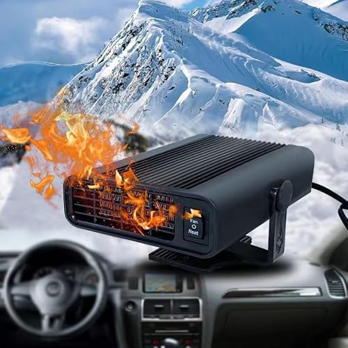 Kamanan Auto Defroster Demister 2 in 1 Auto Heizung Defroster und Kühlventilator Auto Heizlüfter 12V 150 W Windschutzscheibe Defroster 360 ° Schwenkbarer Sockel Für Auto SUV Taxi Jeep (Type 2) von Kamanan