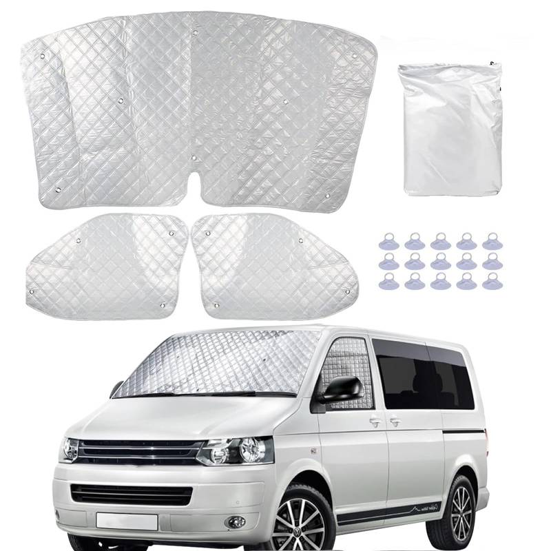 Thermomatte Fahrerhaus passend für VW T5 & T6,Kamanan Thermomatten VW T5 T6, Sonnenschutz Auto Frontscheibe,Interne Auto Sonnenblende Frontscheibenabdeckung,Sonnenschutz Windschutzscheiben Matte von Kamanan