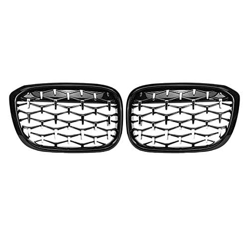 Kanylavy Neue Diamantgrills Meteor Style Ersetzen Grille Auto FrontstoßStange Grill für X3 X4 G01 G08 G02 2017-2020 Schwarz + Silber, 500119569 von Kanylavy