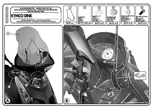 Kappa – Kymco Dink 125 – 200 i (06 > 09) parabrezza Kit FISSAGGIO von Kappa