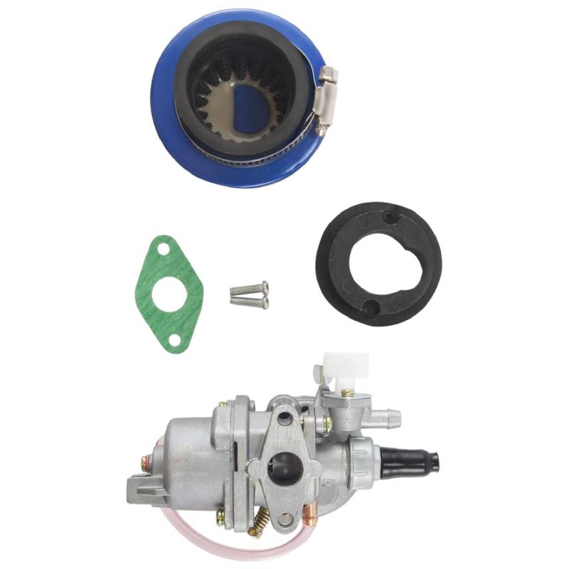 Karelu Vergaser Carb Carby + Blau Luft Filter + Stack Für 2 Hub 47Cc 49Cc Motor Teile Mini Moto Kinder Atv Quad Dirt Pocket Fahrrad Minimoto von Karelu