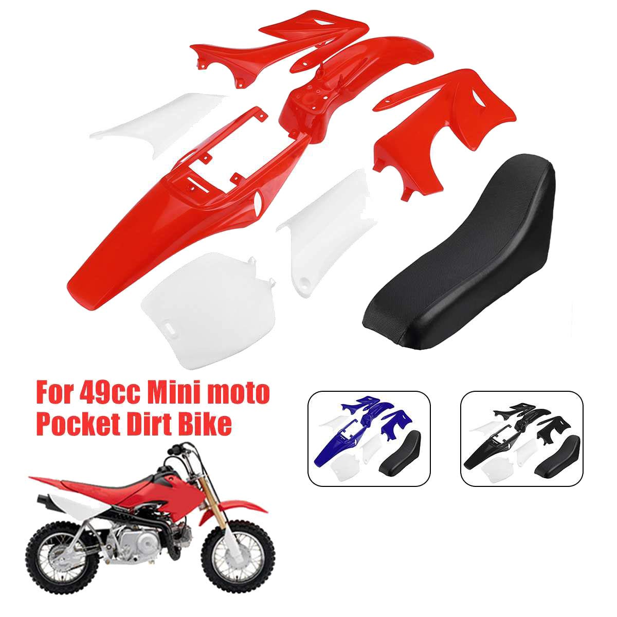 Karriter 8 Stück 47CC 49CC Kunststoff 2-Takt Dirt Bike Set Schutzblech Verkleidung Karosserie Kits Schwarz von Karriter