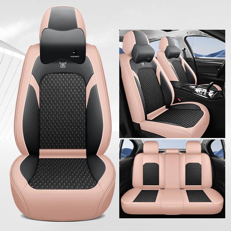 Karstry Autositzbezüge komplettes Set Universal in Stylish Design, Schonbezüge für Vordersitze und Rückbank, Auto Sitzbezüge Airbag Kompatibel, Premium Wasserdicht Sitzbezug, Schwarz Rosa von Karstry