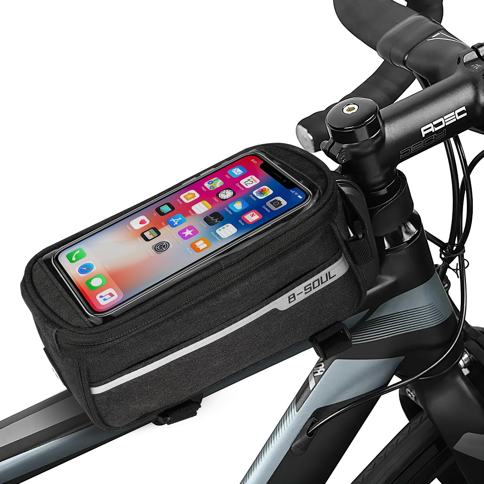 Kasanni Fahrradtasche Rahmen, Fahrrad Rahmentasche, Fahrradtasche Lenker, Handytasche Fahrrad Wasserdicht, Lenkertasche Fahrrad, mit TPU-Touchscreen, Rahmentasche Fahrrad, für Handys unter 7 Zoll von Kasanni