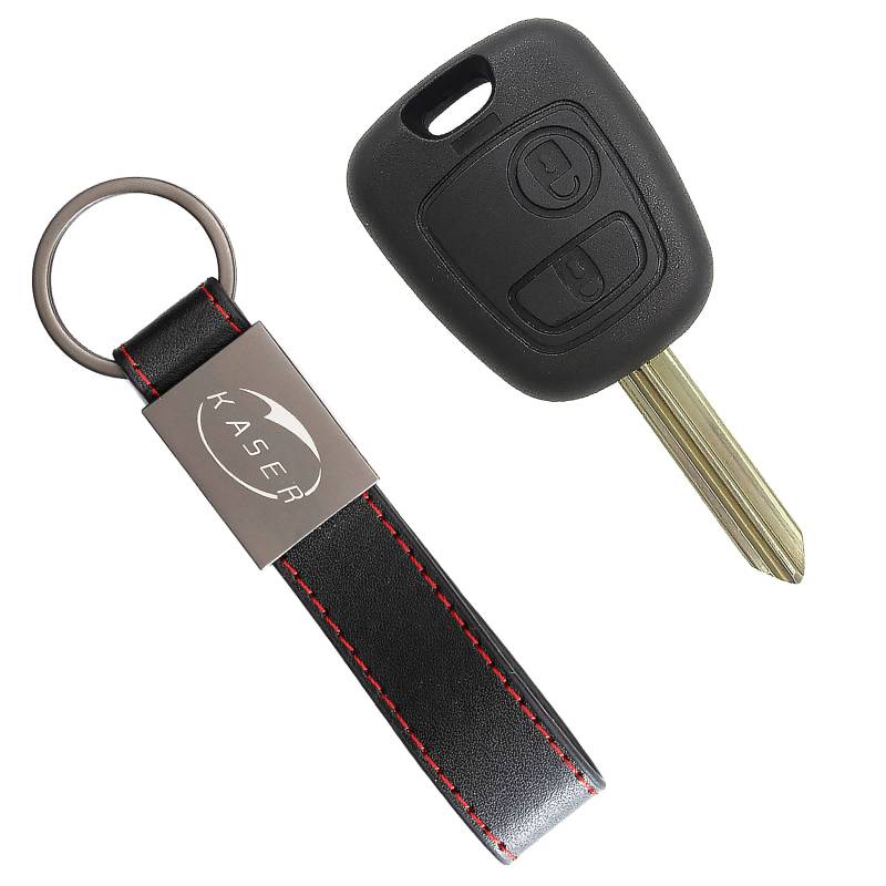 KASER Schlüssel Gehäuse Fernbedienung für Peugeot Autoschlüssel Funkschlüssel 2 Tasten für Citroen C4 C5 Berlingo Picasso Xsara Aygo von Kaser