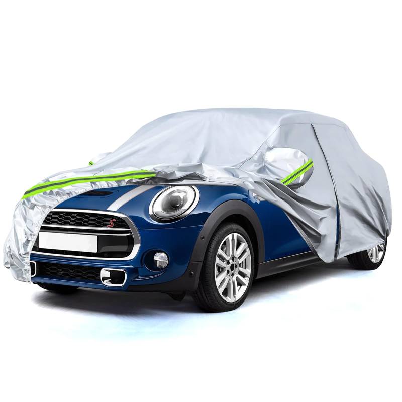 Autoabdeckung Vollgarage Ersatz für Mini Cooper 5-Doors 2013-2022, Outdoor Auto Abdeckplane Wetterfeste Wasserdicht UV-beständige Atmungsaktiv Staubdicht - Silber von Katsiro