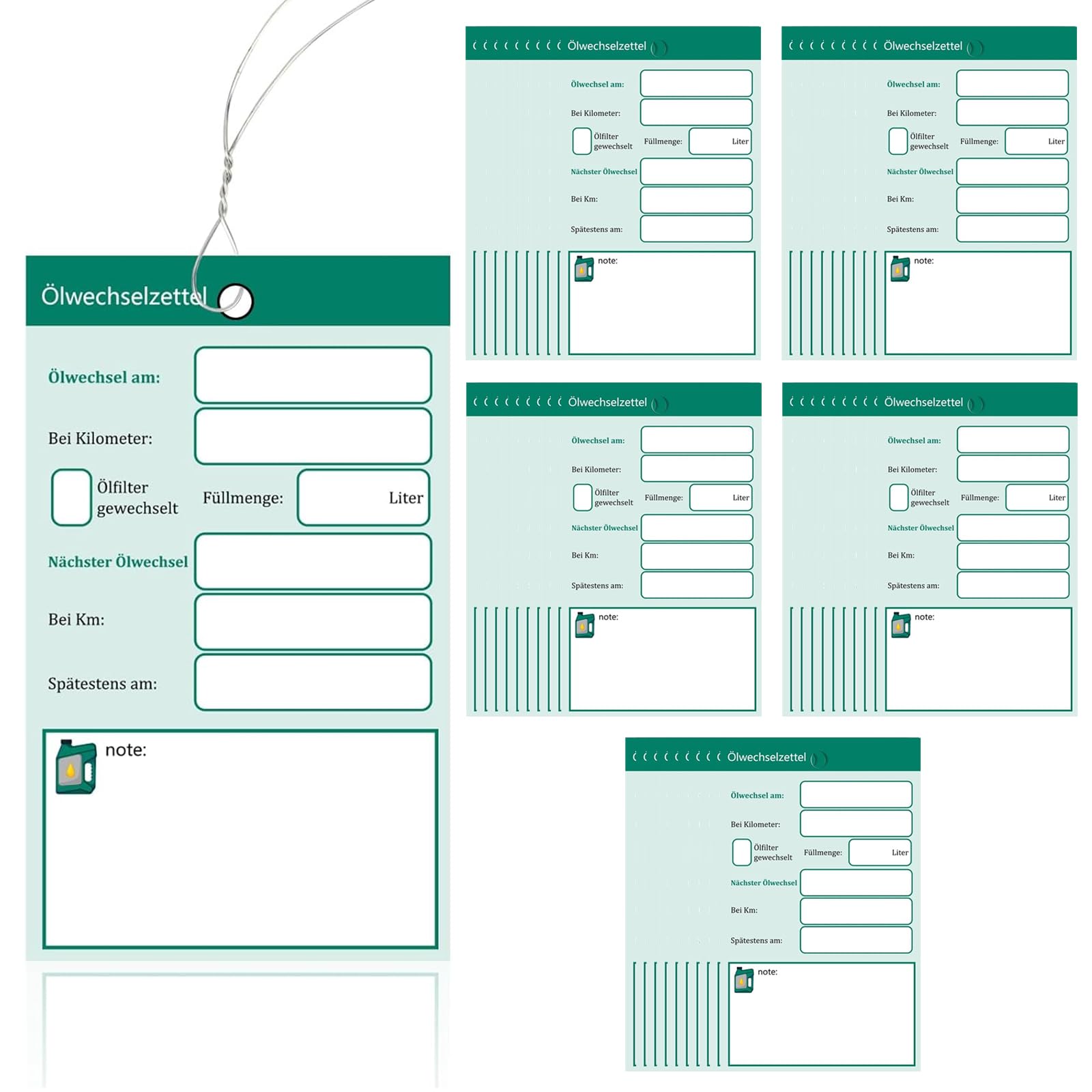 Katyjun 10 Stück Ölwechselzettel, Ölwechsel Anhänger Ölzettel 6x10cm von Katyjun