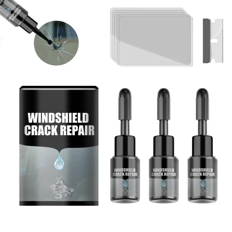 Katyjun 3 Stück Glas Riss Reparatur Set, Glasreparaturflüssigkeit für Windschutzscheibe Reparaturset von Katyjun