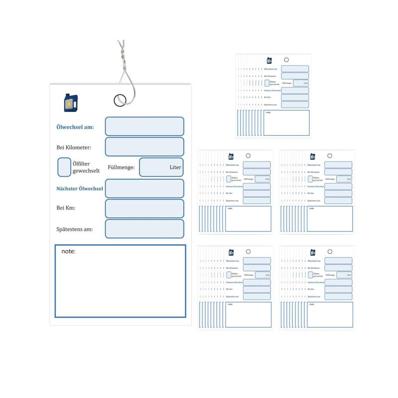 Katyjun 50 Stück Ölwechselzettel, Ölzettel, 6x10 CM Ölwechsel Anhänger von Katyjun