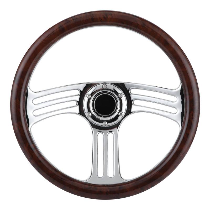 Dark Wood Grip 6 Bolzen Chrom 3 Spoke Lenkrad -Vintage -Stil für Auto -modifiziertes Zubehör von Kavolet