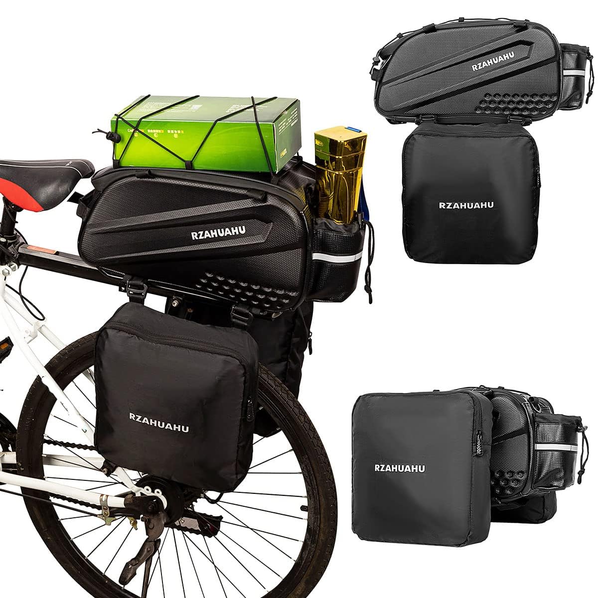 Kavolet 3-in-1 Fahrradträgertasche Gepäckträgertasche mit 2 seitlich hängenden Taschen, Fahrradtaschen für Gepäckträger, wasserdichte & reflektierend Fahrrad-Rücksitztasche, Fahrrad-Frachtgepäcktasche von Kavolet