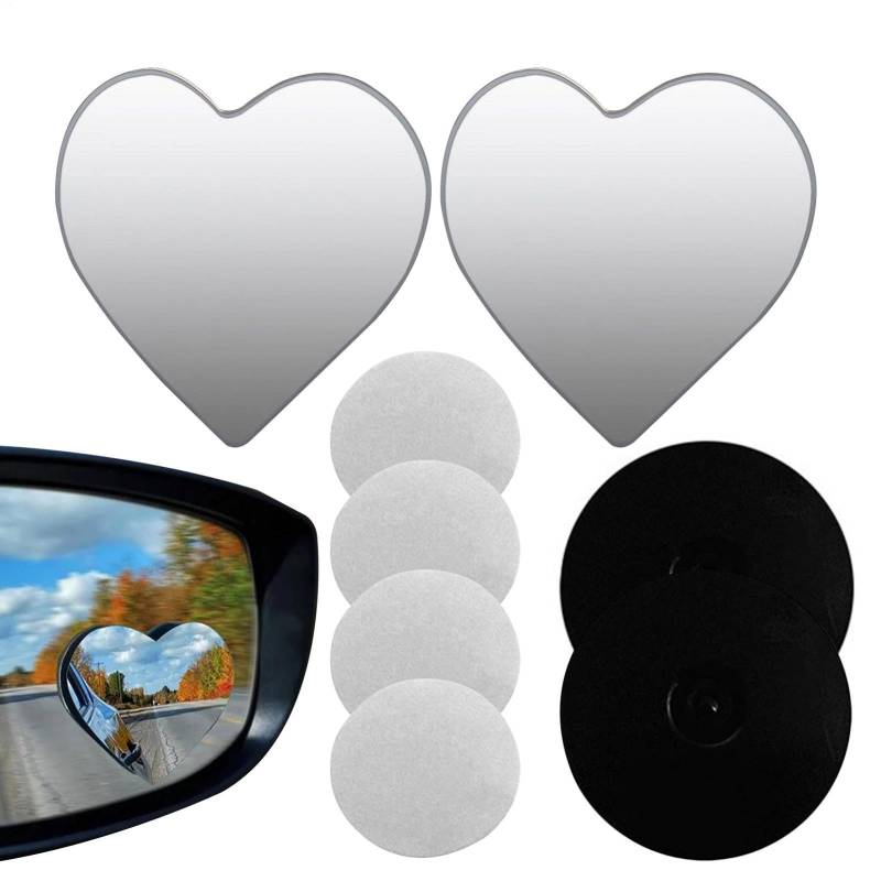 Auto Toter Winkelspiegel, 2 Stück Rückspiegel Herzförmig, 360° Rotate Toter Winkel Spiegel Einstellbare HD Konvexes Glas Auto Türspiegel Convex Mirror von Kaxenig