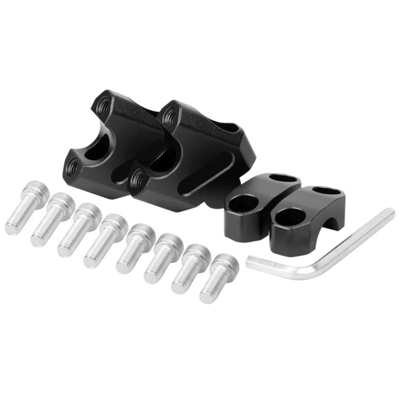 Kayfg 22-mm-Riser-Bar-Kit für Motorradlenker, Erhöhung der Basishöhe und Rückwärtsverschiebung für 22-mm-Lenker, Schwarz von Kayfg