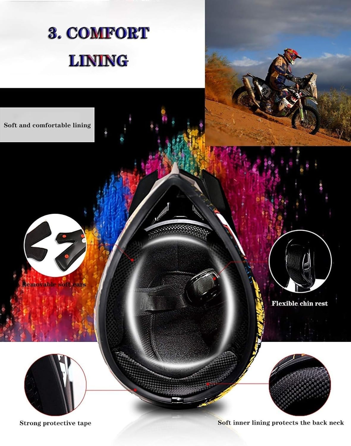 Bluetooth Motocross Helm Motorrad Crosshelm Off Road Helm Mit Schutzbrille Handschuhmaske Downhill DH Offroad Motorrad AM Mountainbike Helm Mit Offroad Helm,ECE-Zertifiziert B,L von Kcolic