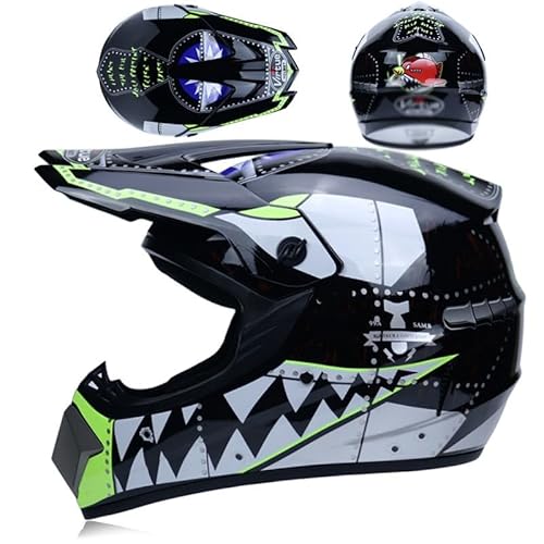 Bluetooth Motocross Helm Motorrad Crosshelm Off Road Helm Mit Schutzbrille Handschuhmaske Downhill DH Offroad Motorrad AM Mountainbike Helm Mit Offroad Helm,ECE-Zertifiziert C,L von Kcolic