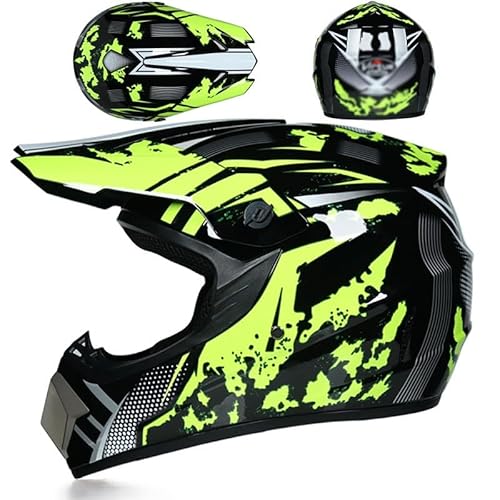 Bluetooth Motocross Helm Motorrad Crosshelm Off Road Helm Mit Schutzbrille Handschuhmaske Downhill DH Offroad Motorrad AM Mountainbike Helm Mit Offroad Helm,ECE-Zertifiziert E,L von Kcolic