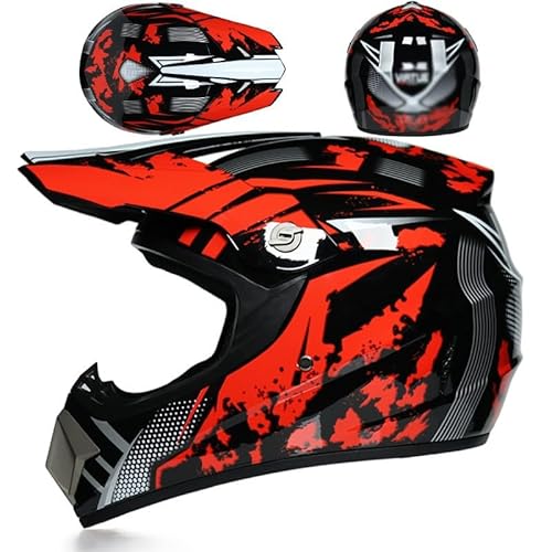 Bluetooth Motocross Helm Motorrad Crosshelm Off Road Helm Mit Schutzbrille Handschuhmaske Downhill DH Offroad Motorrad AM Mountainbike Helm Mit Offroad Helm,ECE-Zertifiziert F,L von Kcolic