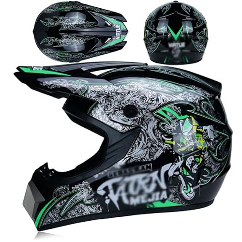 Bluetooth Motocross Helm Motorrad Crosshelm Off Road Helm Mit Schutzbrille Handschuhmaske Downhill DH Offroad Motorrad AM Mountainbike Helm Mit Offroad Helm,ECE-Zertifiziert I,L von Kcolic