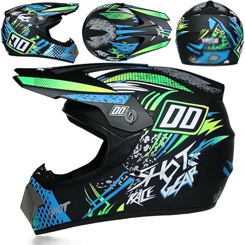 Bluetooth Motocross Helm Motorrad Crosshelm Off Road Helm Mit Schutzbrille Handschuhmaske Downhill DH Offroad Motorrad AM Mountainbike Helm Mit Offroad Helm,ECE-Zertifiziert K,L von Kcolic