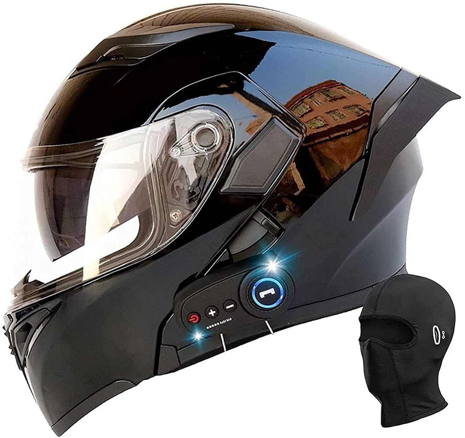 Bluetooth-Motorrad-Integralhelm, Klapphelm, modularer Bluetooth-Helm, DOT+ECE-zertifiziert, Doppelsonnenblende, für Männer und Frauen, universeller Vier-Jahreszeiten-Antikollisionshelm C,XL von Kcolic
