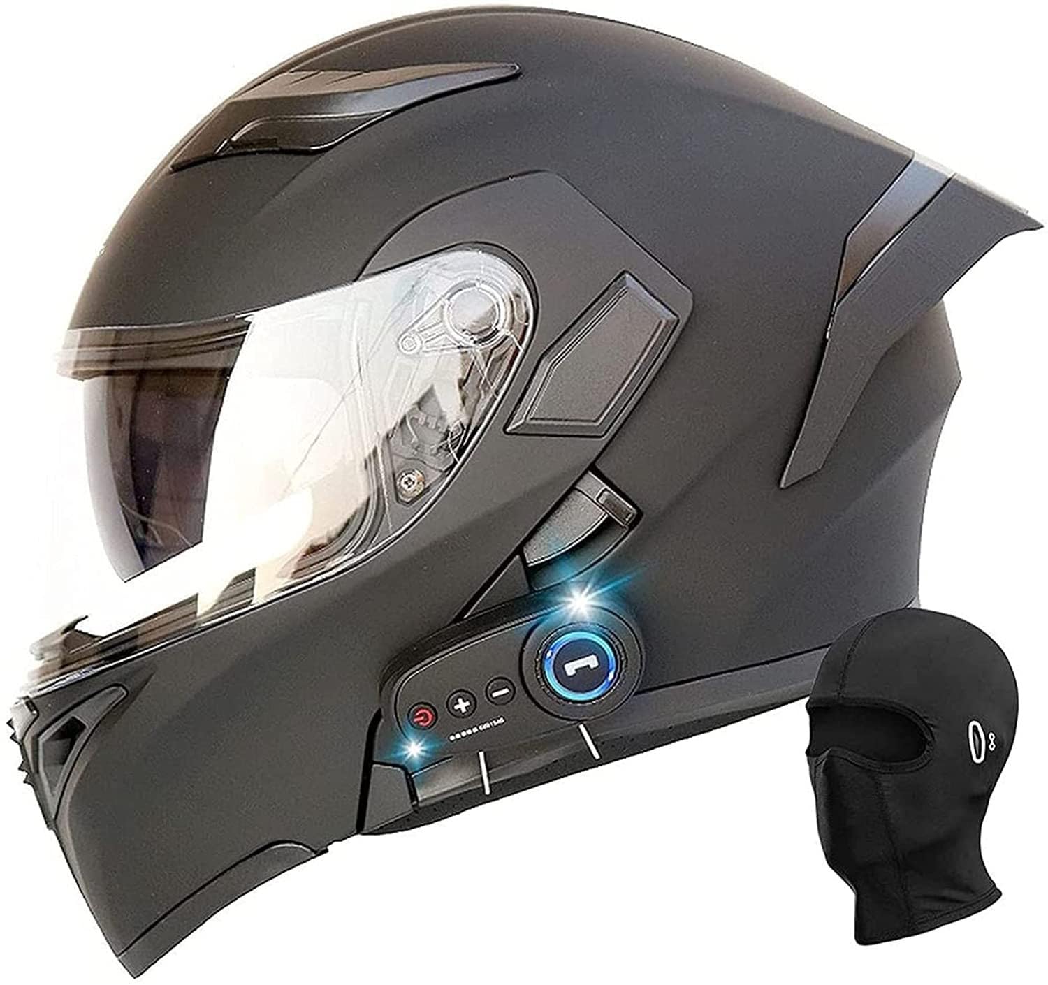 Bluetooth-Motorrad-Integralhelm, Klapphelm, modularer Bluetooth-Helm, DOT+ECE-zertifiziert, Doppelsonnenblende, für Männer und Frauen, universeller Vier-Jahreszeiten-Antikollisionshelm D,2XL von Kcolic