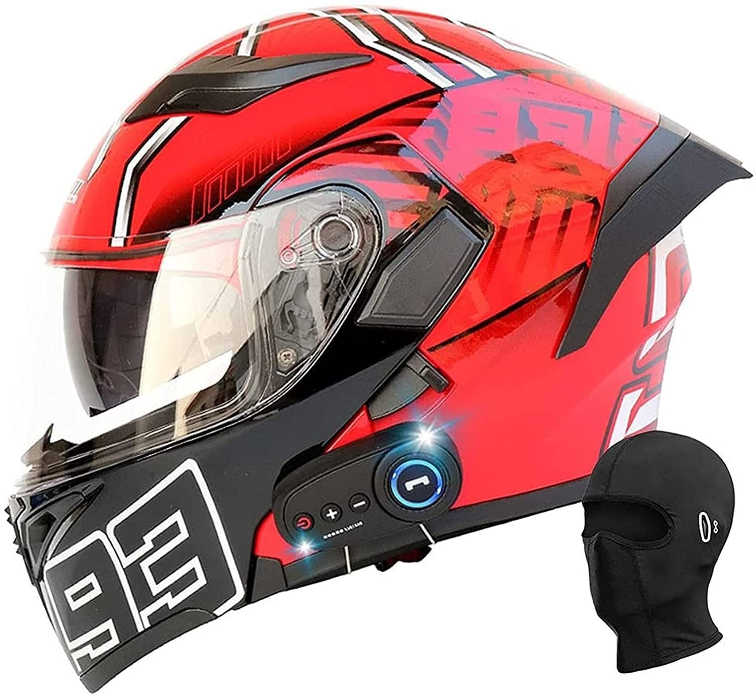 Bluetooth-Motorrad-Integralhelm, Klapphelm, modularer Bluetooth-Helm, DOT+ECE-zertifiziert, Doppelsonnenblende, für Männer und Frauen, universeller Vier-Jahreszeiten-Antikollisionshelm G,2XL von Kcolic