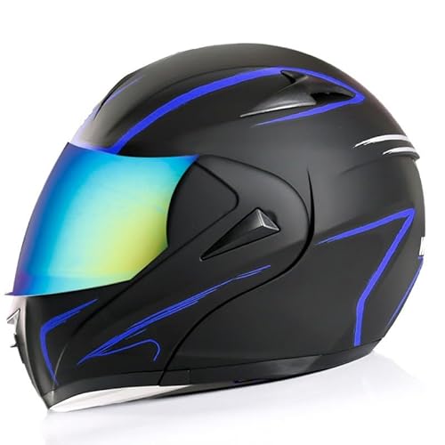 Bluetooth-Motorradhelm, DOT/ECE-zertifizierter modularer Helm - Jethelm mit Doppellinse, Vier Jahreszeiten, für Erwachsene 9,XL von Kcolic