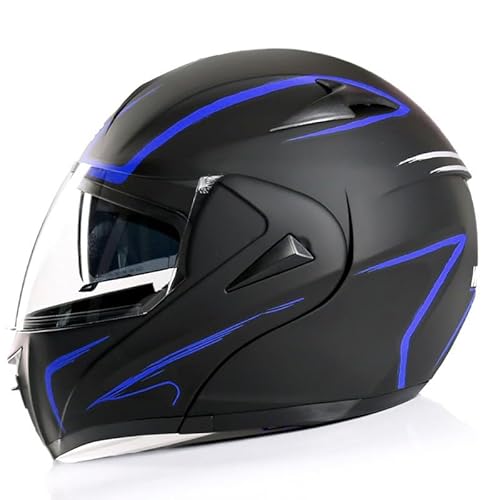 Bluetooth-Motorradhelm, DOT/ECE-zertifizierter modularer Helm - Jethelm mit Doppellinse, vier Jahreszeiten, für Erwachsene 10,L von Kcolic
