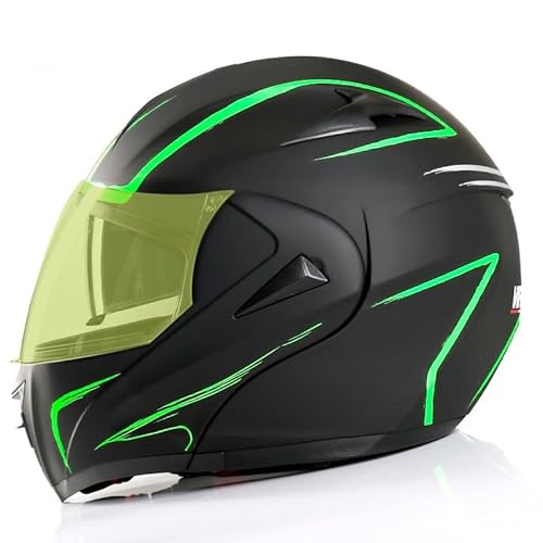 Bluetooth-Motorradhelm, DOT/ECE-zertifizierter modularer Helm - Jethelm mit Doppellinse, vier Jahreszeiten, für Erwachsene 11,M von Kcolic