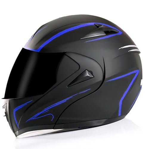 Bluetooth-Motorradhelm, DOT/ECE-zertifizierter modularer Helm - Jethelm mit Doppellinse, vier Jahreszeiten, für Erwachsene 6,L von Kcolic