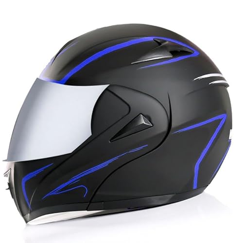 Bluetooth-Motorradhelm, DOT/ECE-zertifizierter modularer Helm - Jethelm mit Doppellinse, vier Jahreszeiten, für Erwachsene 7,L von Kcolic