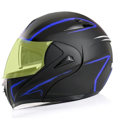 Bluetooth-Motorradhelm, DOT/ECE-zertifizierter modularer Helm - Jethelm mit Doppellinse, vier Jahreszeiten, für Erwachsene 8,L von Kcolic