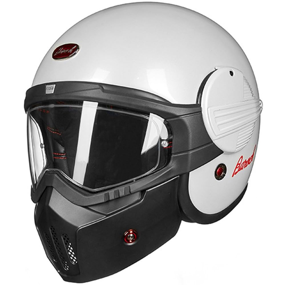 Integralhelm Für Motorradfahrer Deutschen Stil, 3/4 Helm Mit Visier, Retro Moped Offener Helm, Passend Für Cruiser Scooter Chopper Jet Pilotenhelm, ECE Geprüft E,Large von Kcolic