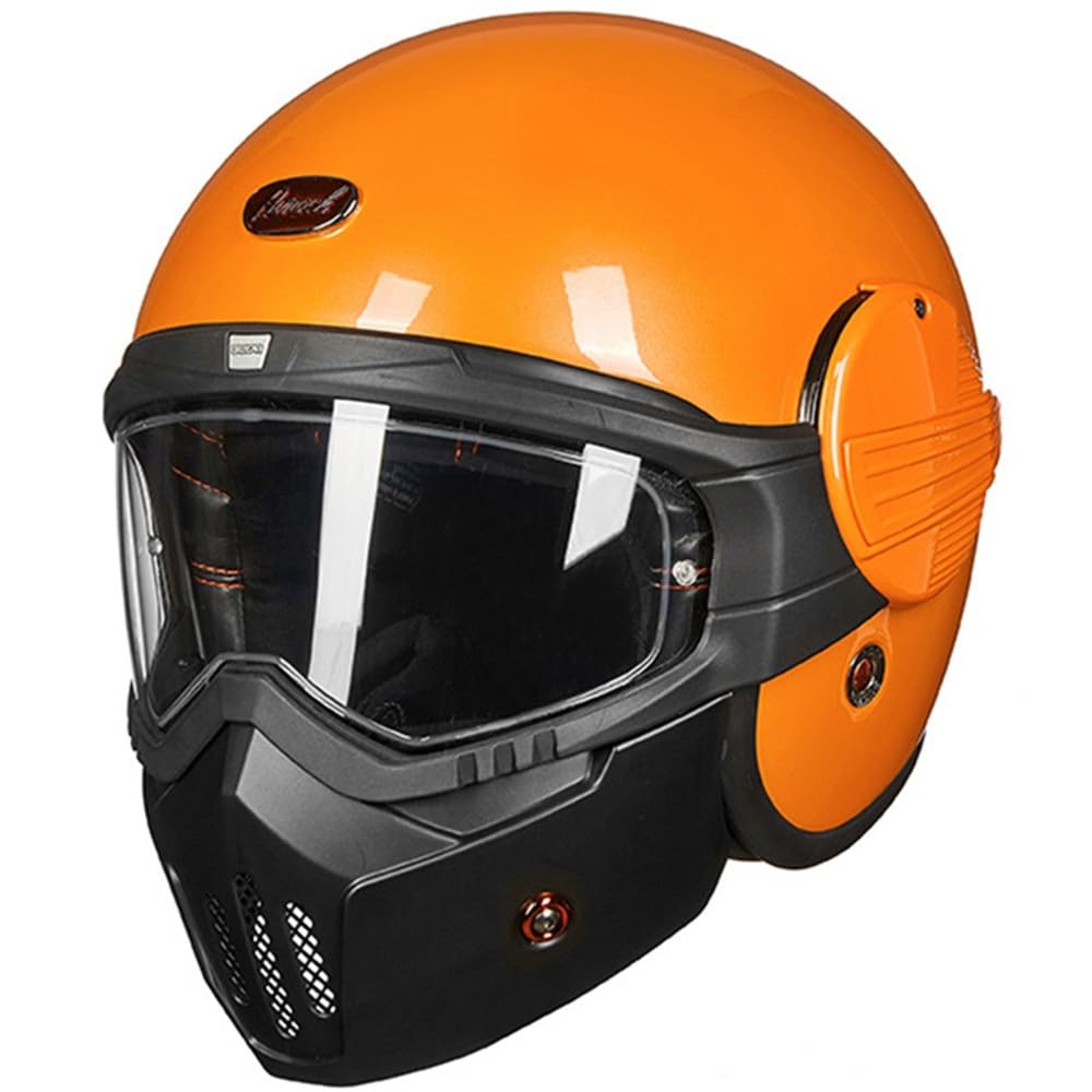 Integralhelm Für Motorradfahrer Deutschen Stil, 3/4 Helm Mit Visier, Retro Moped Offener Helm, Passend Für Cruiser Scooter Chopper Jet Pilotenhelm, ECE Geprüft G,Medium von Kcolic