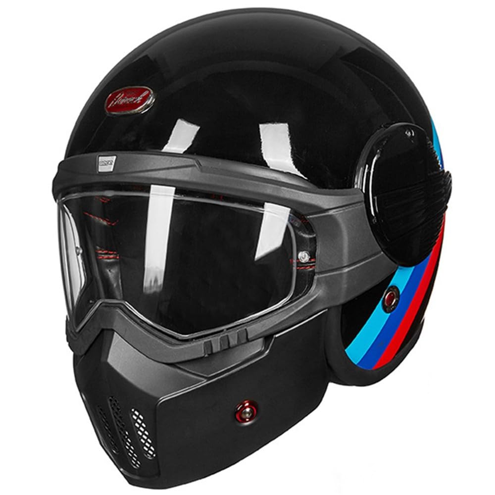 Integralhelm Für Motorradfahrer Deutschen Stil, 3/4 Helm Mit Visier, Retro Moped Offener Helm, Passend Für Cruiser Scooter Chopper Jet Pilotenhelm, ECE Geprüft I,Large von Kcolic