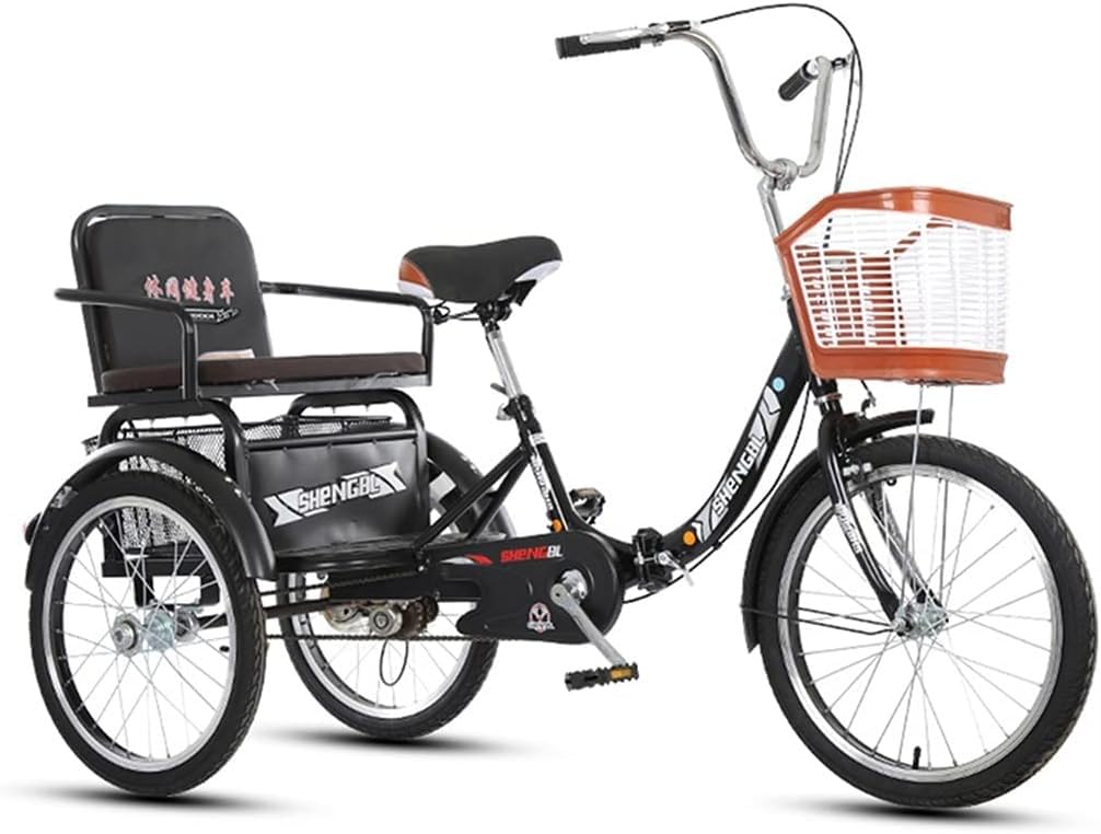 Kcolic Cruiser Fahrräder Für Erwachsene, 20 Zoll Dreirad, Großer Einkaufskorb, Faltbare Dreiräder Mit Rücksitz Zum Einkaufen, Für Übungen Und Freizeitaktivitäten B,20in von Kcolic