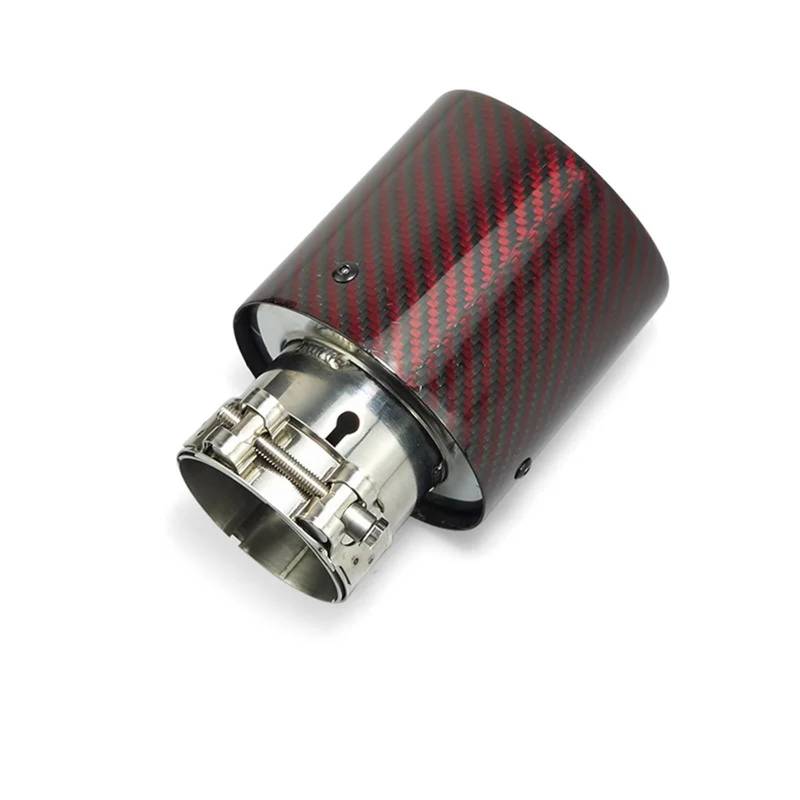 Auto Auspuffrohr Auto Schalldämpfer Endrohr Dekorieren Düse 1 Pcs Red Carbon Fiber Rolled Edge Universal Auspuff Tipps Schalldämpfer Endrohr(Glossy 101) von Kdbcet