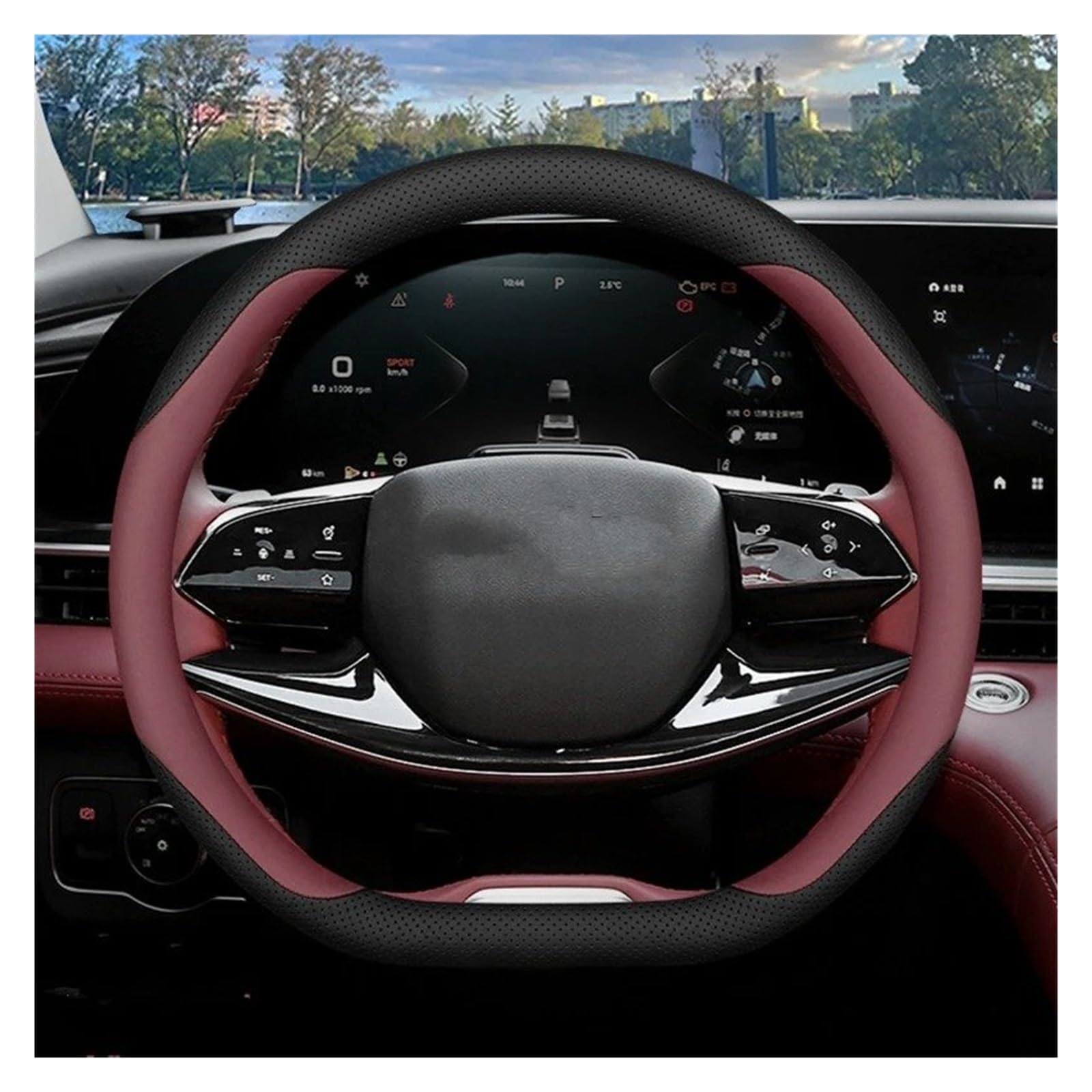 Auto Lenkradabdeckung Auto Lenkrad Abdeckung Wrap Für Exeed Für Yaoguang Für LX Für RX Für TXL Für VX Für TX D Typ Lenkrad Halter Abdeckung Lenkradschoner(Wine red) von Kdbcet