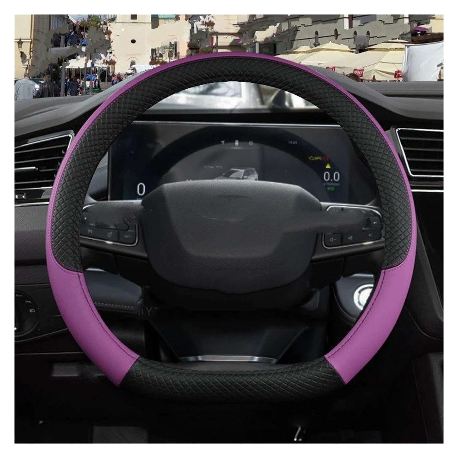 Auto Lenkradabdeckung Für Chery Für Tiggo 7 Pro Plus Für Tiggo 8 Plus Für Tiggo Für 5X Pro Auto Lenkrad Abdeckung PU Leder rutschfeste Auto Zubehör Abdeckung Lenkradschoner(D Shape Purple) von Kdbcet