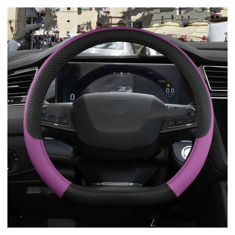 Auto Lenkradabdeckung Für Chery Für Tiggo 7 Pro Plus Für Tiggo 8 Plus Für Tiggo Für 5X Pro Auto Lenkrad Abdeckung PU Leder rutschfeste Auto Zubehör Abdeckung Lenkradschoner(D Shape Purple) von Kdbcet