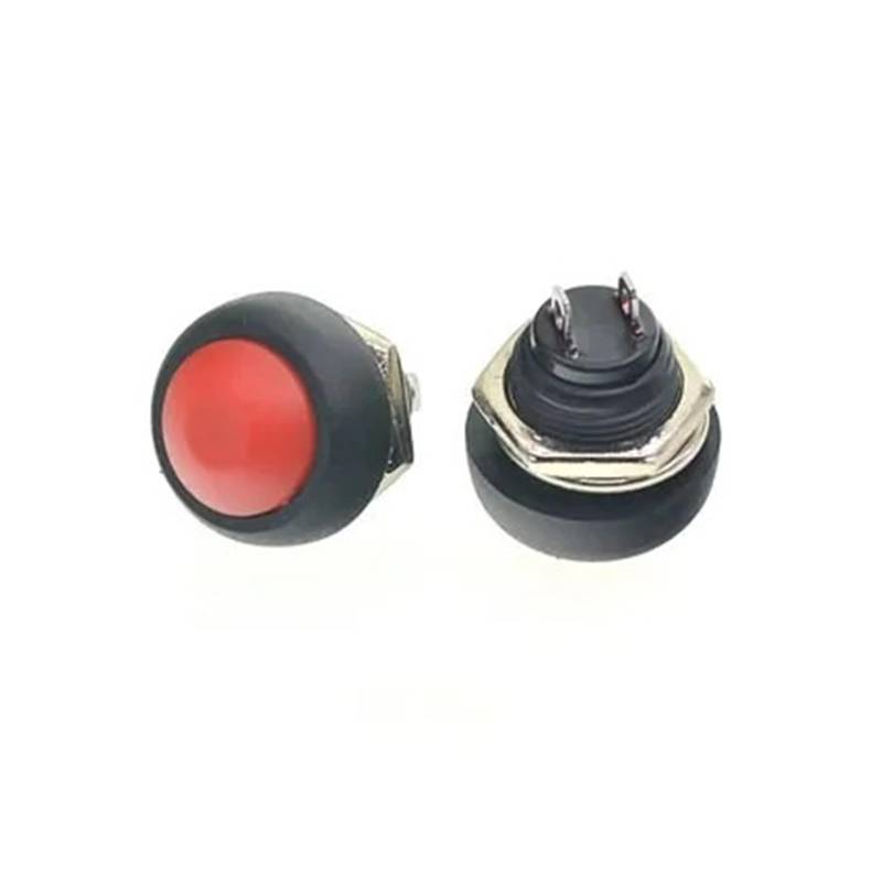 Elektrischer Fenster Schalter 1 Stücke 2Pin Mini Schalter 12mm 1A Wasserdichter Schalter Für Pbs33b 12v Momentary Push Button Switch Reset Nicht-verriegelnd Für Pbs-33b Autofenster-Taste(Red 1PCS) von Kdbcet