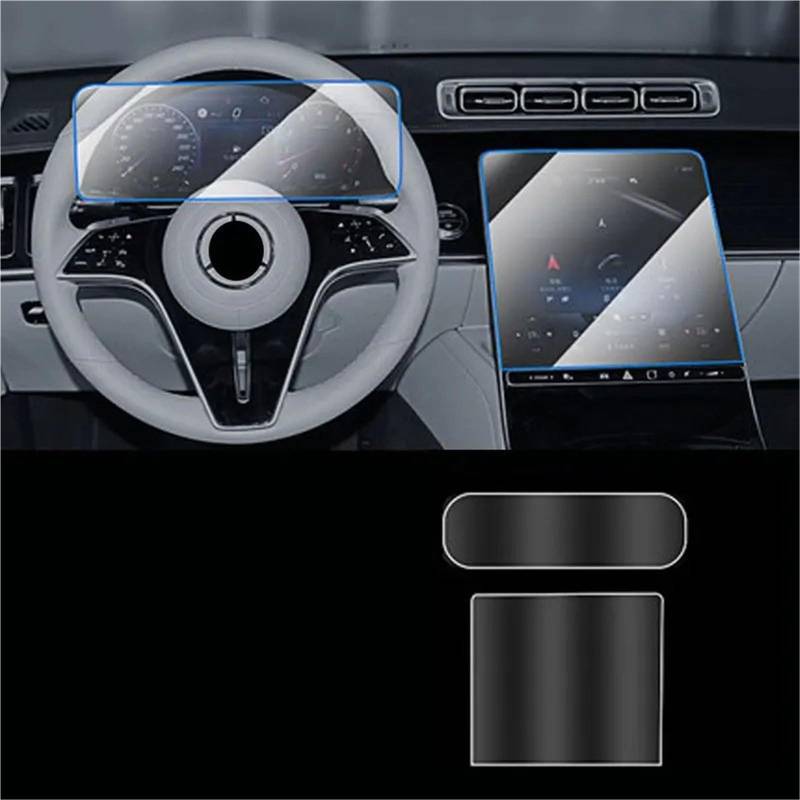 GPS-Displayschutz Für Benz Für S-Class Für W223 2021 12,8 Zoll Auto Navigation Gehärtetem Glas Screen Protector Auto-Displayschutz(GPS and Instrument) von Kdbcet